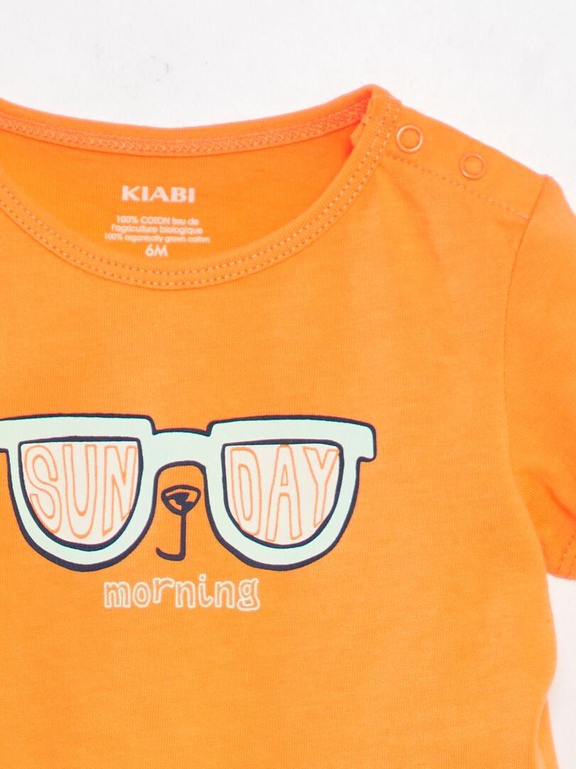 Set van katoenen t-shirt en short - 2-delig - ORANJE