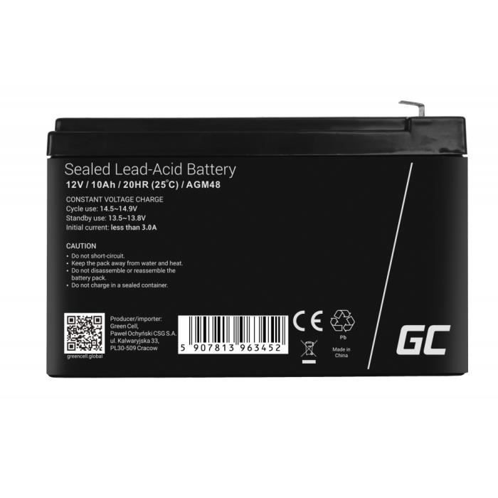 AGM-Batterie – GreenCell – 12 V 10 Ah – Versiegelt – Wartungsfrei – Stoßfest