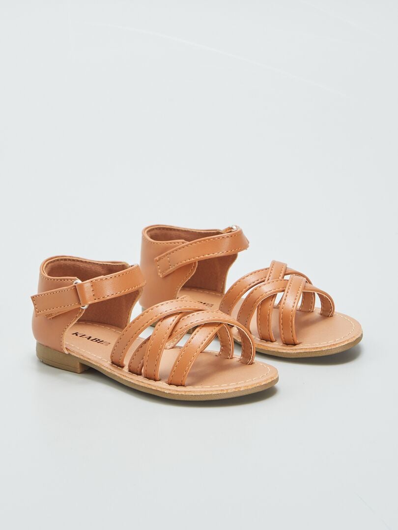 Sandalias con tiras cruzadas - MARRÓN