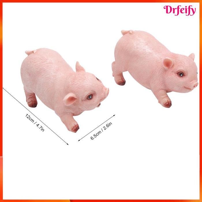 Garden decoration - AKOZON - Lively Piglet - Resin - Set of 2 - Bright colors 12x6.5 cm