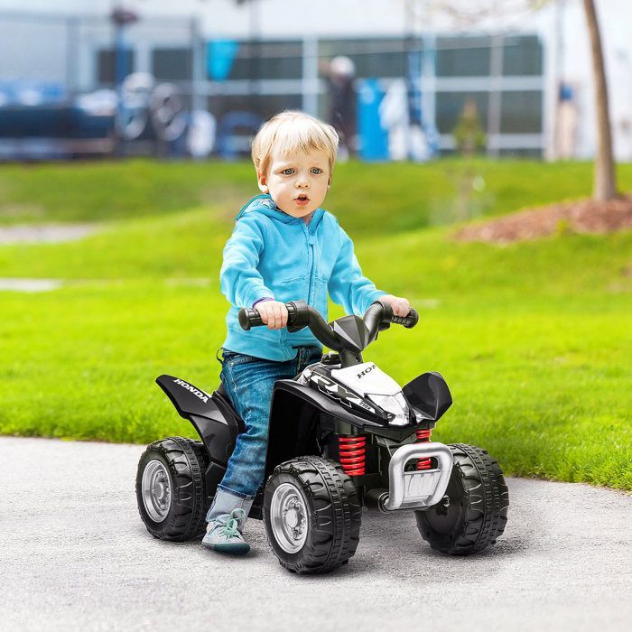 Quad eléctrico infantil AIYAPLAY - 6V, velocidad de 2,8 km/h - Faros LED, claxon - Manillar y asiento ergonómicos, color negro