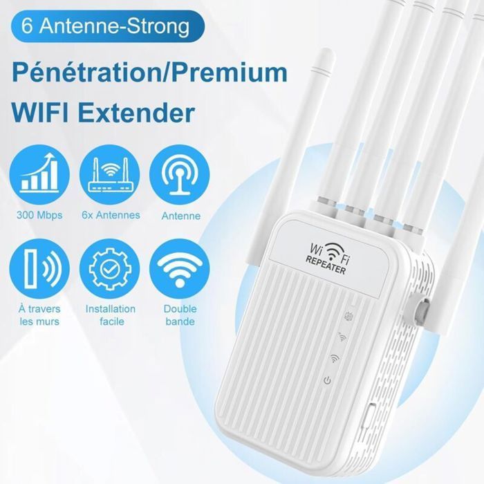 Ripetitore WiFi - PZCC - Potente amplificatore di segnale - 6 antenne esterne - 2 porte LAN - 2,4 GHz