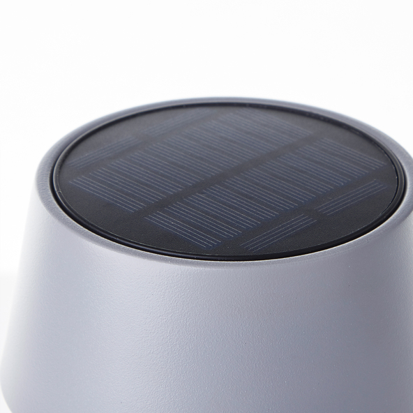 Lampă de masă LED Picco pentru exterior, cu baterie + energie solară, gri mat