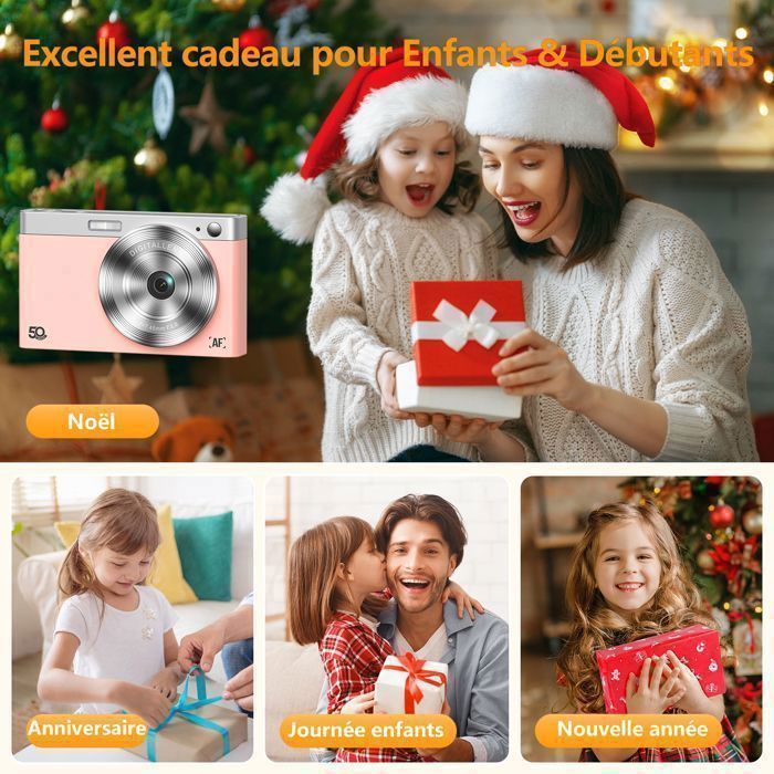 Câmera digital compacta Campark 1080P 50MP com tela LCD de 2,8