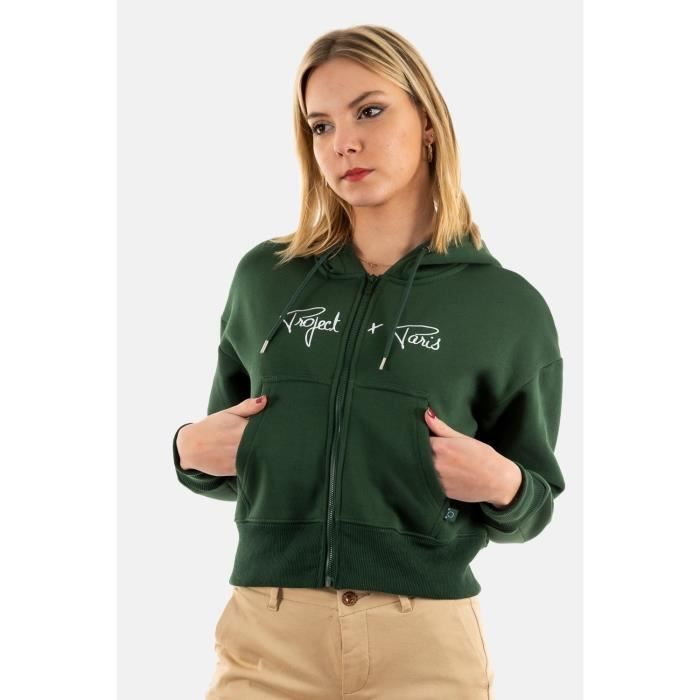 Project X Paris Sweatshirt F223156 VR – Grün – Damen – Bekleidung – Langarm – Kapuze