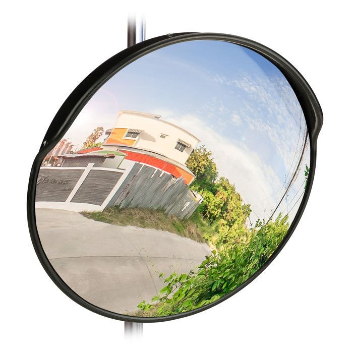 Relaxdays 60cm Traffic Mirror, Professional, Weatherproof, Sturdy, Indoor and Outdoor, Black