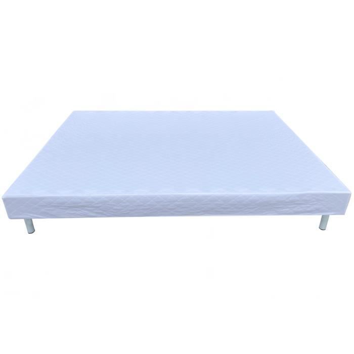 Base de cama y colchón - BASE DE CAMA Y COLCHÓN - 140x190 cm - Doble - Patas incluidas - Blanco