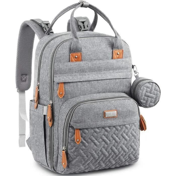 Mochila cambiador BabbleRoo - Gran capacidad - Impermeable - Gris - 0 meses - Recién nacido