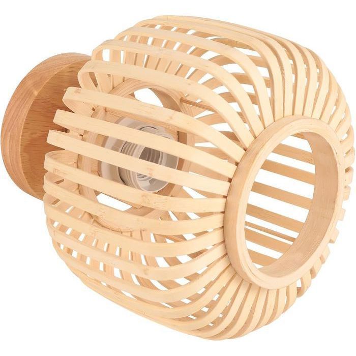 IDEGU 2pcs Rétro Plafonnier en Bois et Bambou Lustre Industriel E27 Luminaire Abat-Jour Design Cage pour Chambre Salon Entrée