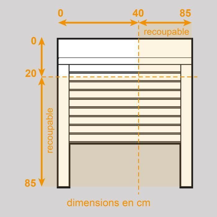 Aluminum roller shutter, 120 cm high x 100 cm wide, trimmable in width and height - Wired electric operation - White color -