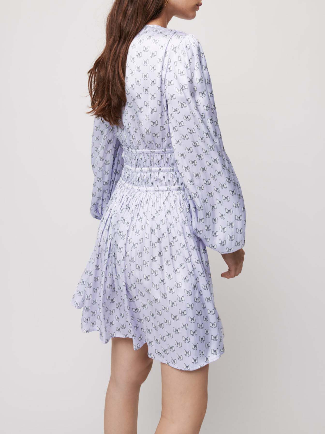 Rochie scurtă din satin - noduri ecru
