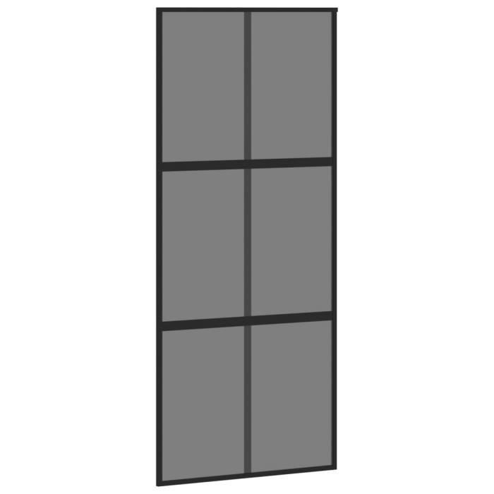 vidaXL Sliding Door Black 90x205 cm Tempered Glass Aluminium 155214