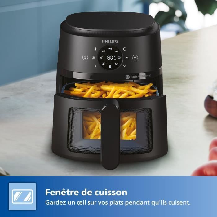 Friggitrice ad aria Philips NA220/00 - Serie 2000 - 4,2 l - 13 modalità di cottura - finestra di cottura - 1500 W - Nera