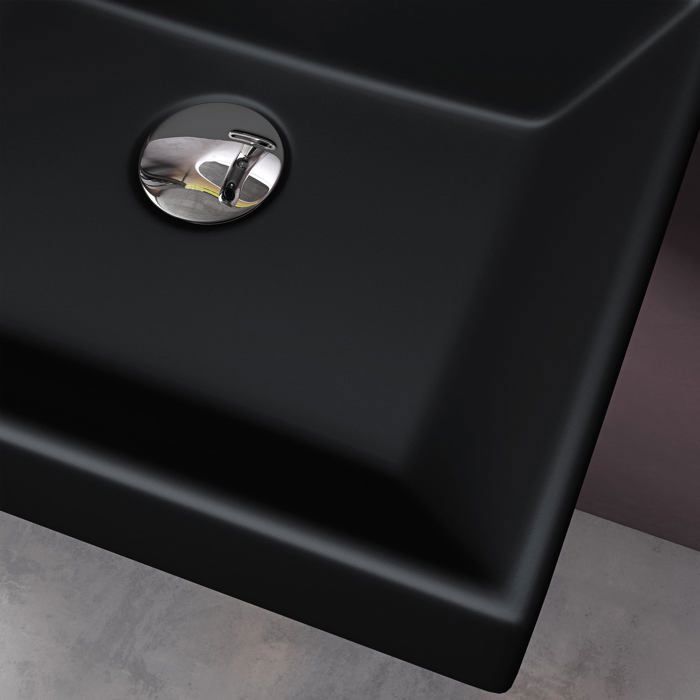 Lavabo de encimera Sogood negro mate, lavabo rectangular de cerámica para baño, 41x36x13cm, Brüssel206