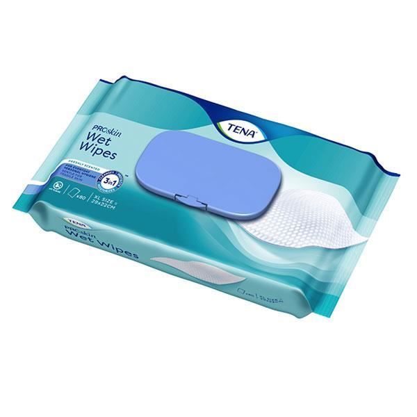 Lingettes Imprégnées 3 en 1 - Tena - Nettoyantes et Hydratantes - Peaux Matures - Hypoallergéniques - Douces