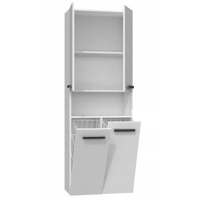 MOBY - Armario de baño con dos cestas - Tiradores minimalistas - Dimensiones: 174x60x30 - Columna de almacenamiento
