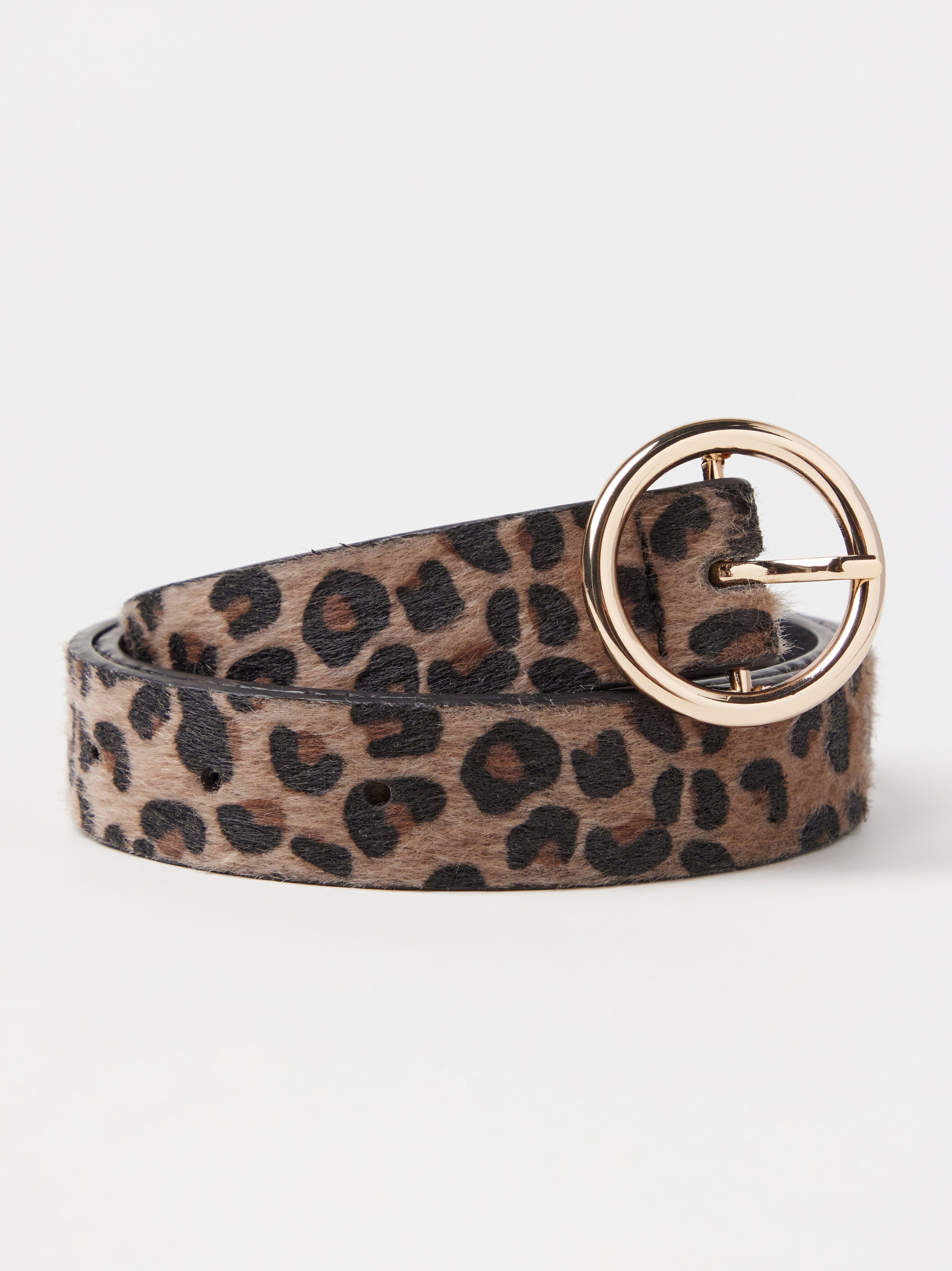 Skärp com estampa de leopardo Bege Escuro