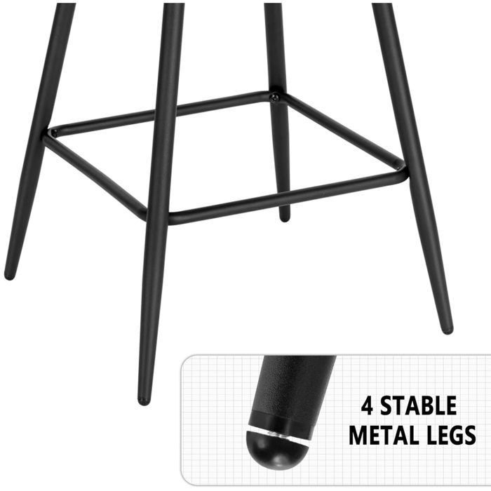 Taburetes altos de bar WOLTU Design, juego de 6 taburetes de bar de terciopelo, estructura metálica, color negro W0ATT0039-6