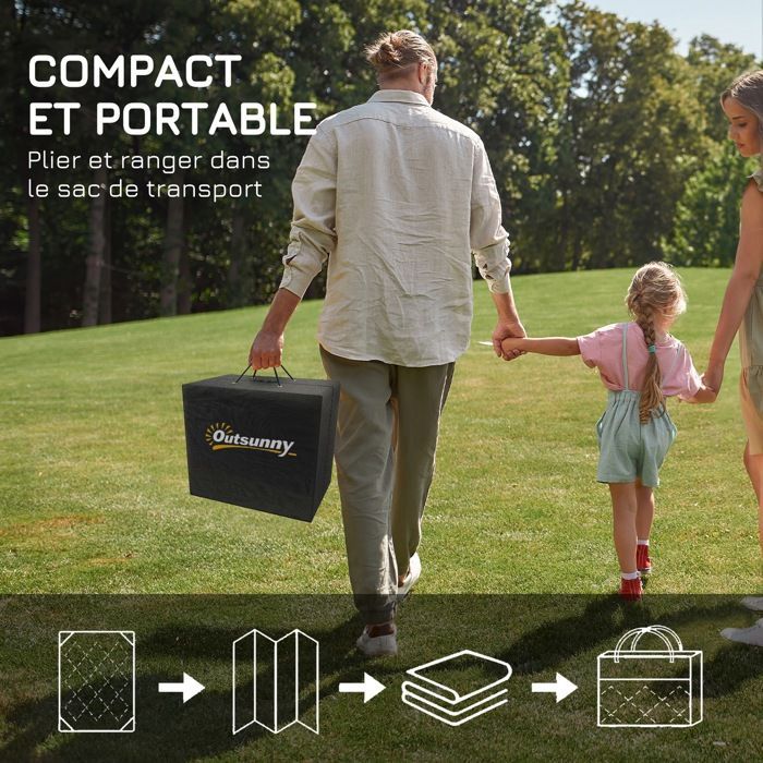 Tapis d'extérieur - Outsunny - tapis réversible - PP haute densité 310 g/m² - dim. 2,74L x 1,82l m - gris et blanc