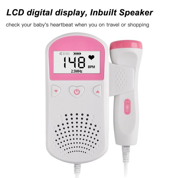 Moniteur de rythme cardiaque pour bébé avec écran LCD et haut-parleur intégré, moniteur fœtal Doppler alimenté par batterie pour la
