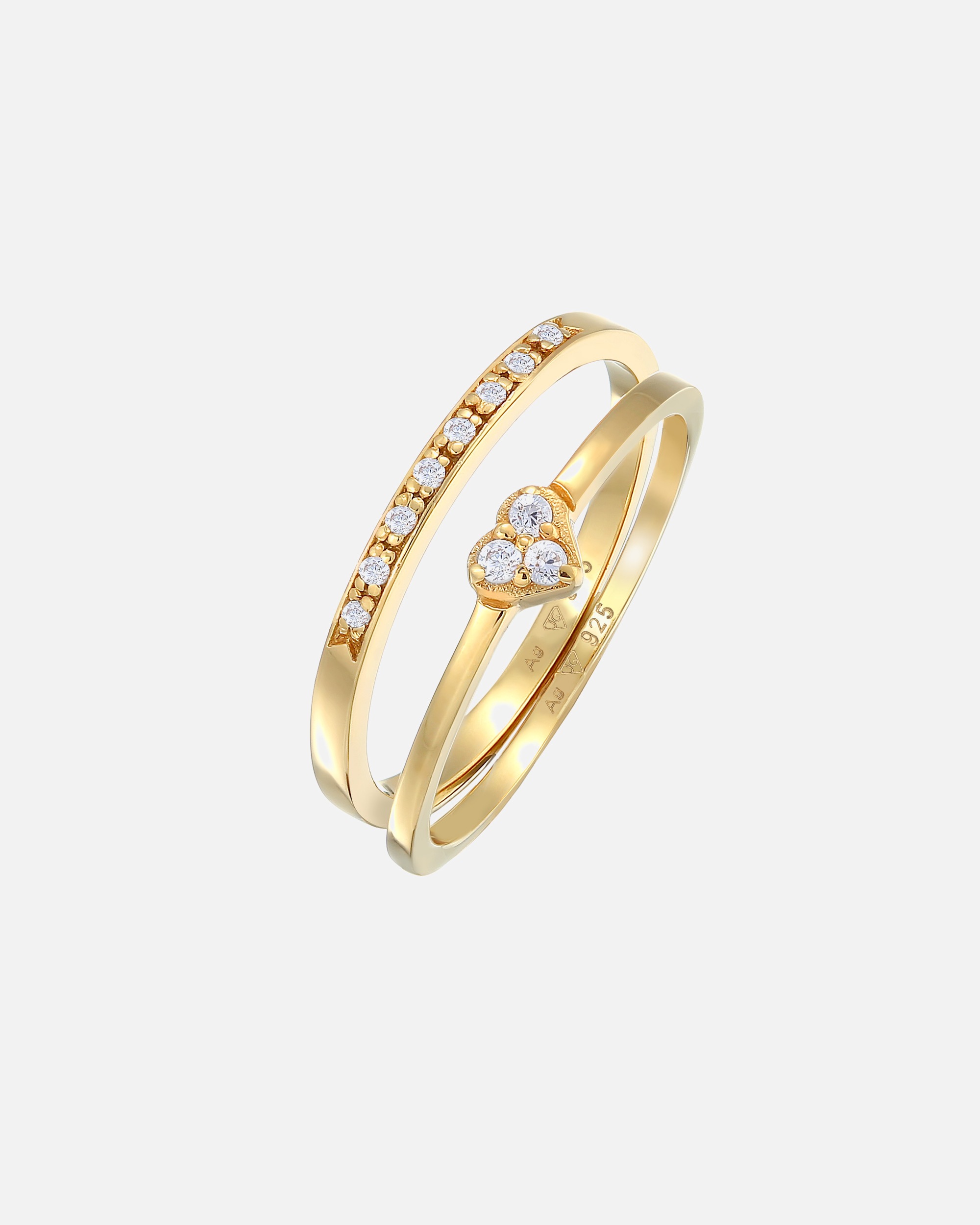 Elli Femmes Coeur Mémoire 2 pièces avec Cristaux de Zirconium en Argent Sterling 925