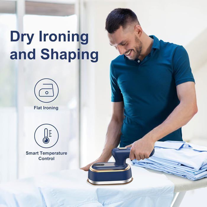Garment Steamer, Clothes Steamer, Steam Iron, Wet and Dry Ironing - Mini 17.5cm, Vintage Blue