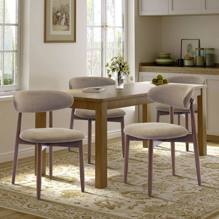 Sæt med 4 robuste og elegante stole i minimalistisk nordisk stil, ideel til spisestuen og køkkenet - Camel