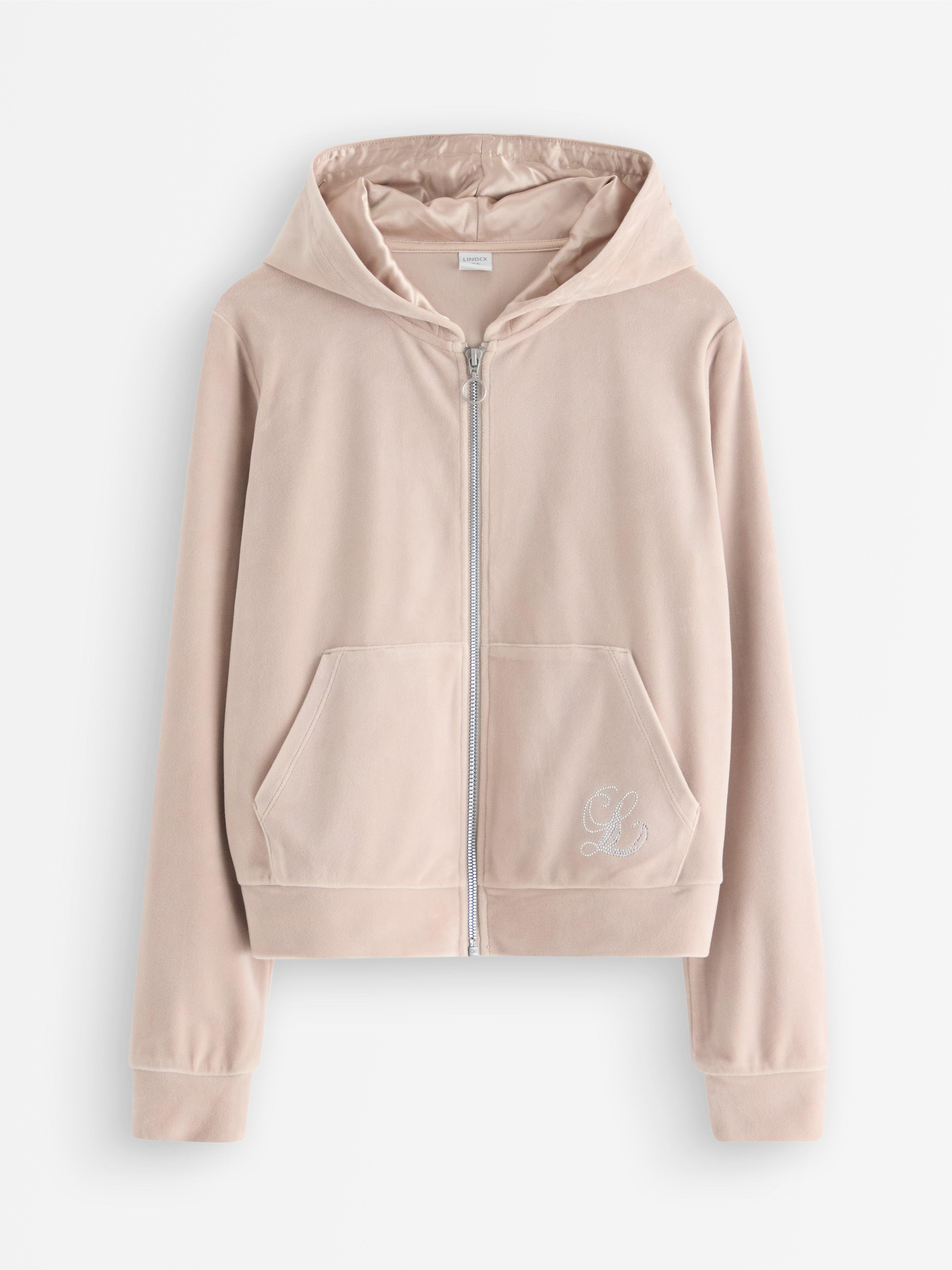Bluza z kapturem i welurem Light Grey