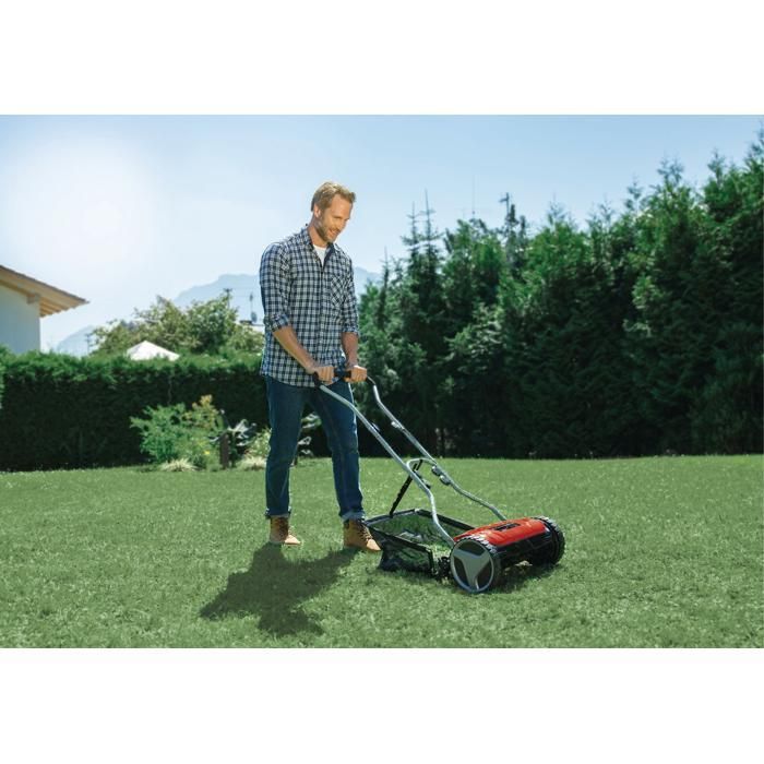 Cortacésped manual Einhell GC-HM 38 SF (hasta 250 m², altura de corte regulable de 13 a 38 mm, recogedor de césped: 26 L)