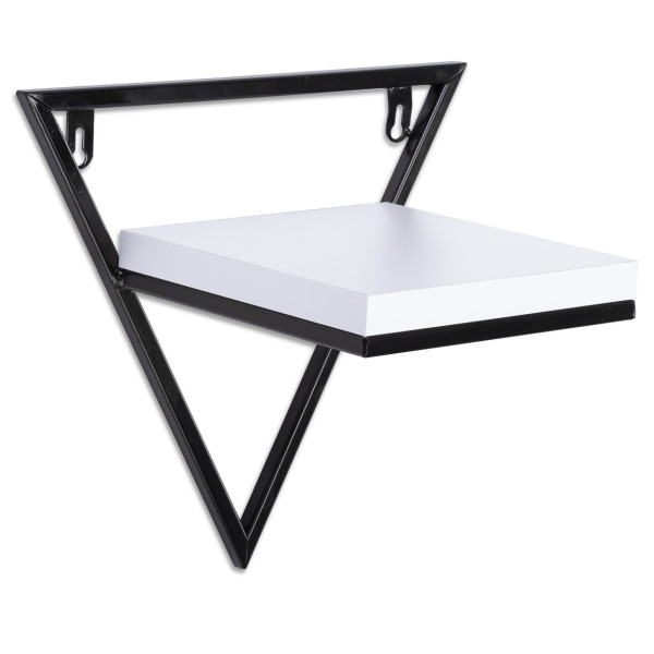 Czarna półka wisząca metalowa z blatem białym MDF LOFT