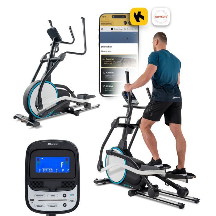 Hop-Sport HS-250CF Jucon Home Elliptical Trainer, 32 Levels of Magnetic Resistance, 24kg Flywheel, 12 Programs, Blue