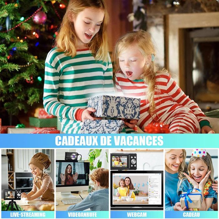 Fotocamera digitale 4K, fotocamera compatta portatile da 64 MP, scheda da 32 GB, schermo LCD da 2,4