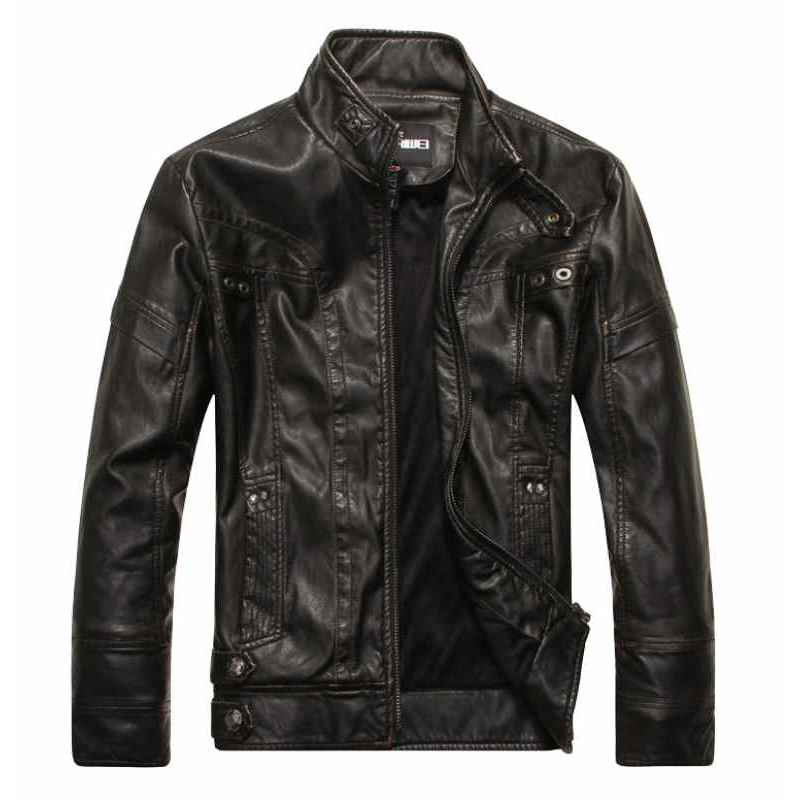 Echt leren jas voor heren, bovenkleding, motorjas, bikerjas, zakelijke winterjas, winddichte leren jas voor heren, zwart/bruin, maat 5XL