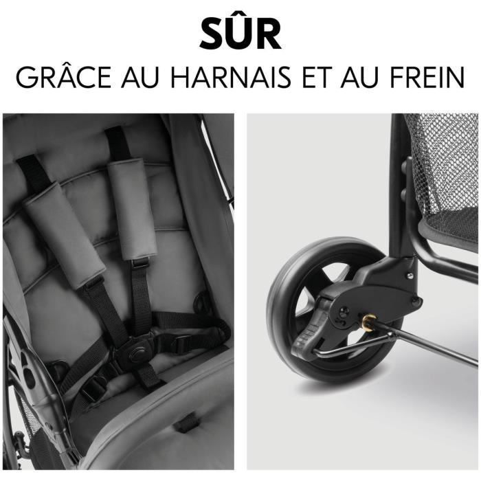 HAUCK - Kinderwagen - SPORT - Faltbar & verstellbar - Sonnendach - 4 Räder - Grau