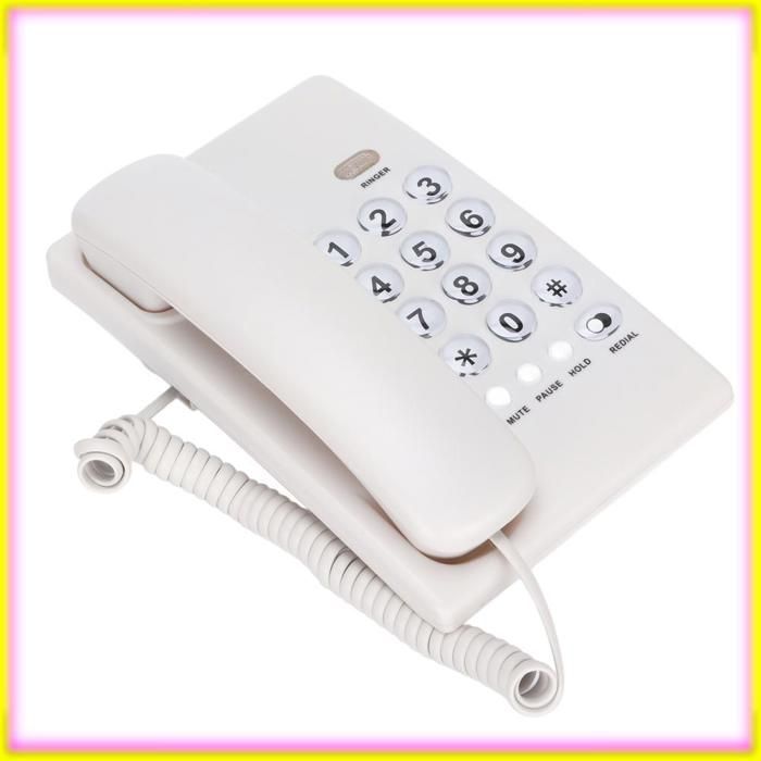 Keenso KXT504 Desk Phone, Corded Desk Phone, Multifunctional Landline Phone with Large Buttons for GPS, White