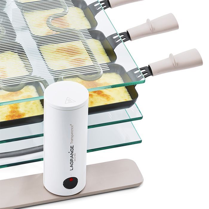 Raclette LAGRANGE Transparence Minéral 8 pers. - 1000W - Gris perlé - Revêtement antiadhésif