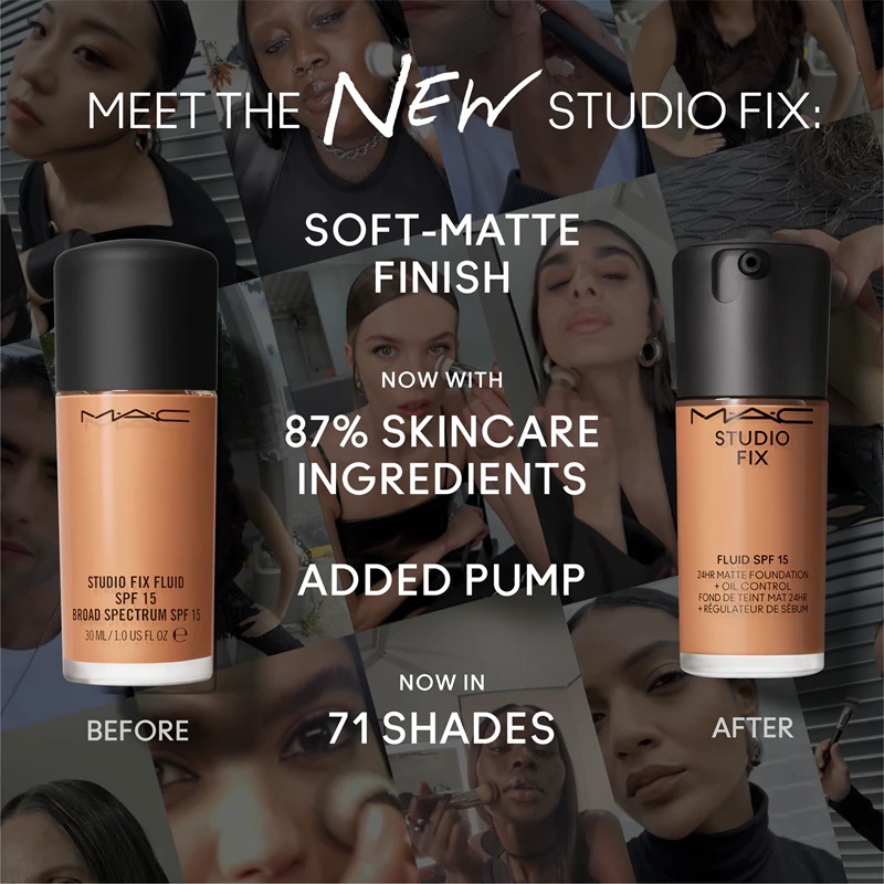 MAC Cosmetics Studio Fix Fluid SPF 15 24HR мат пудер + контрола ољуштености