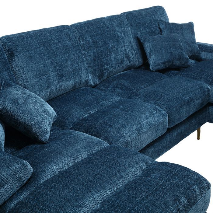 DRIPEX Canapé 4/5 Places en tissu chenille,Canapé Moderne en forme U avec 4 coussins pour salon,chambre,Bleu