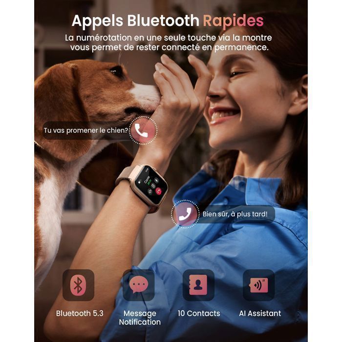 Smartwatch da donna AIMIUVEI con batteria da 1000 mAh, display HD da 1,83
