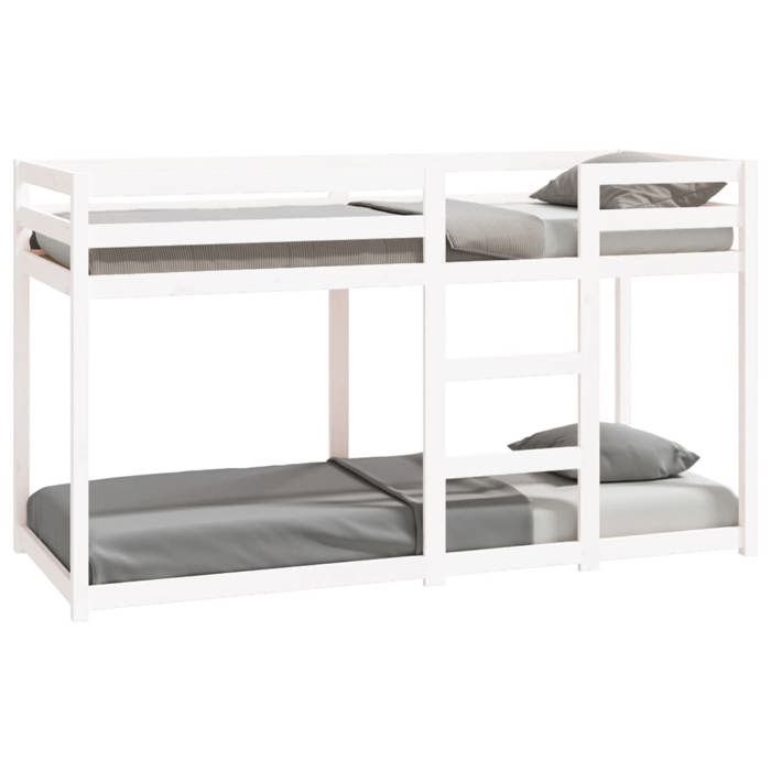 Estructura de litera vidaXL con somier de láminas, cama infantil, muebles de dormitorio, blanca, 75x190 cm, 821660