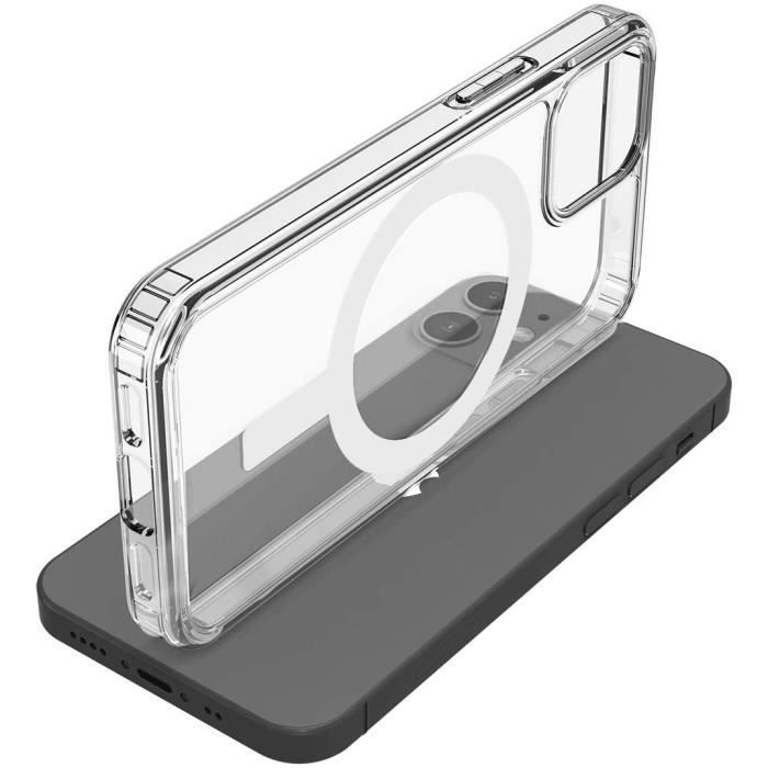 Case for iPhone 14 Pro - Phonillico - Transparent Silicone - Wireless Charging - Integrated Magnetic Ring