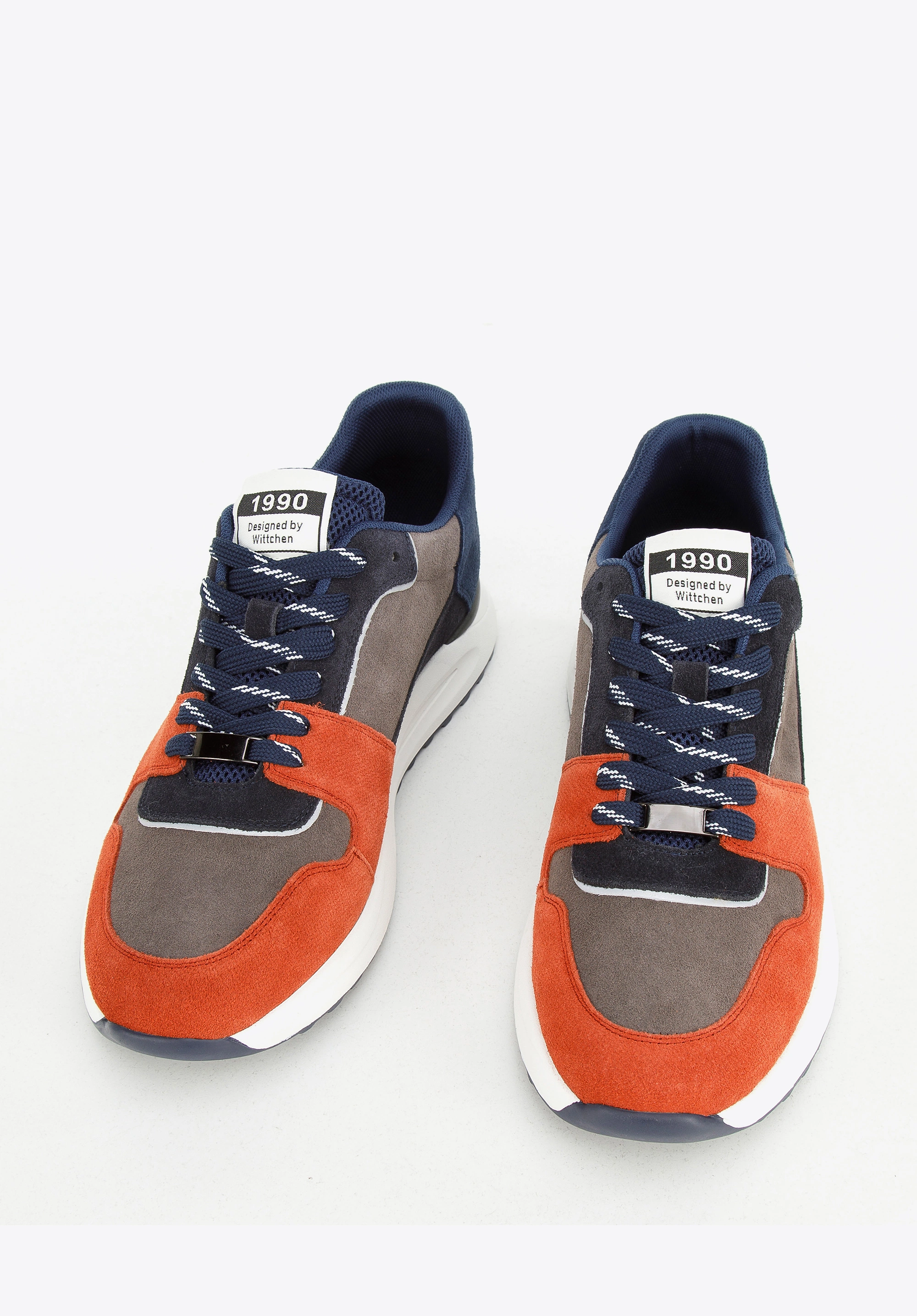 Męskie sneakersy z odblaskową wstawką szaro-pomarańczowe