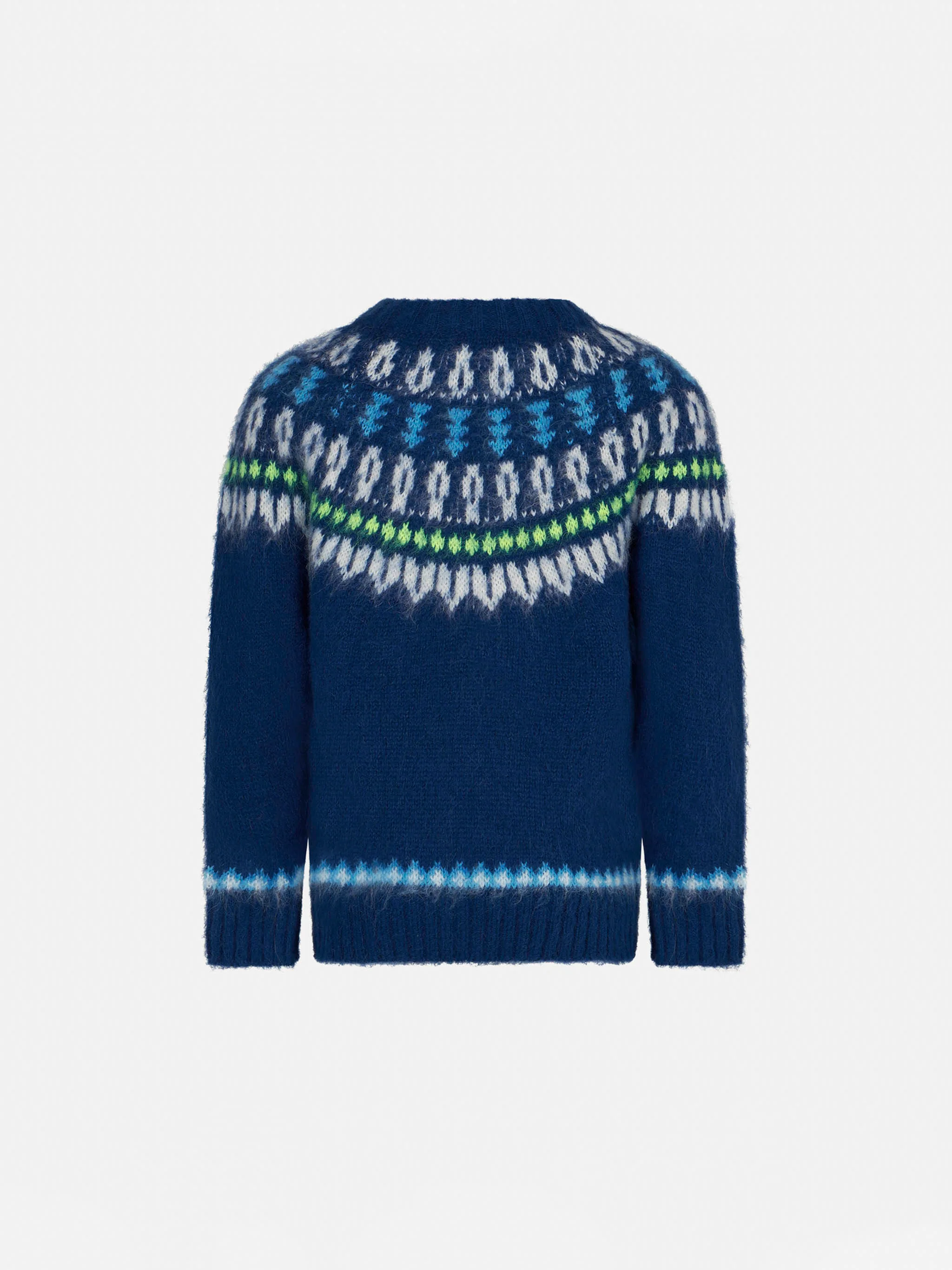 Børnesweater med børstet islandsk jacquard