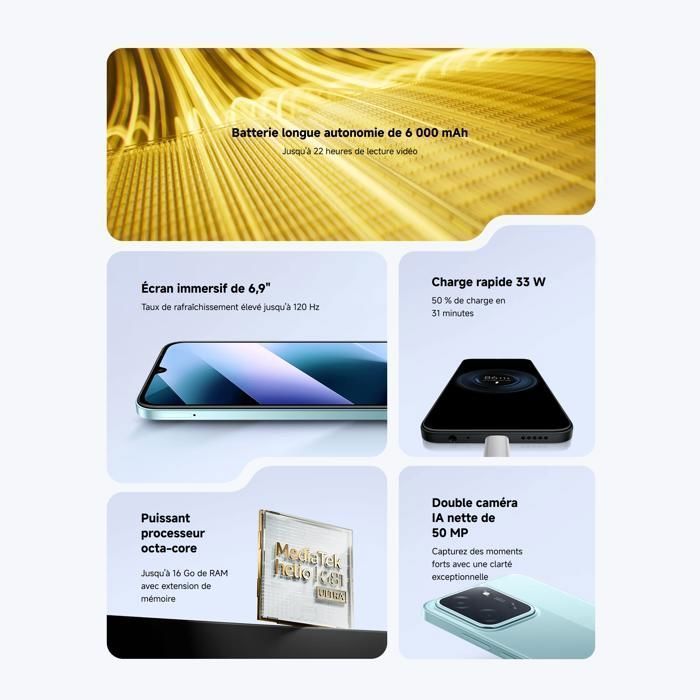 Celular - XIAOMI - POCO C85 - 256GB - 8GB RAM - Tela de 6,9 polegadas - Câmera de 50MP
