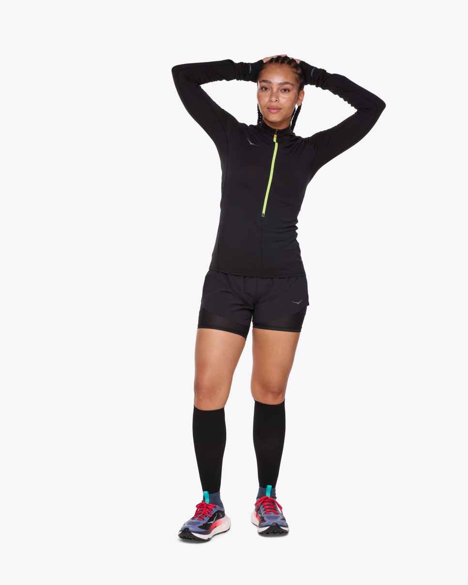 HOKA BaseZip Langarmshirt Schwarz