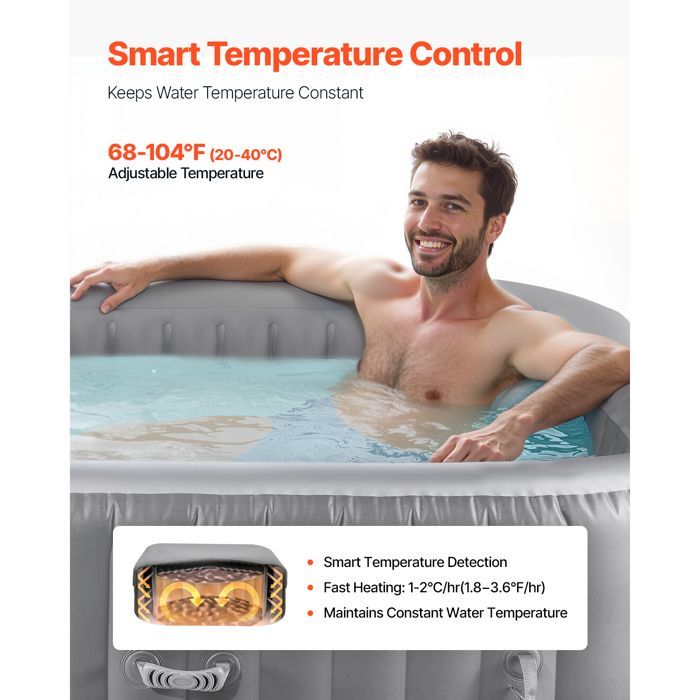 Inflatable Hot Tub - DUOKU - FJW624 - 4-6 Persons - 130 Jets - Grey