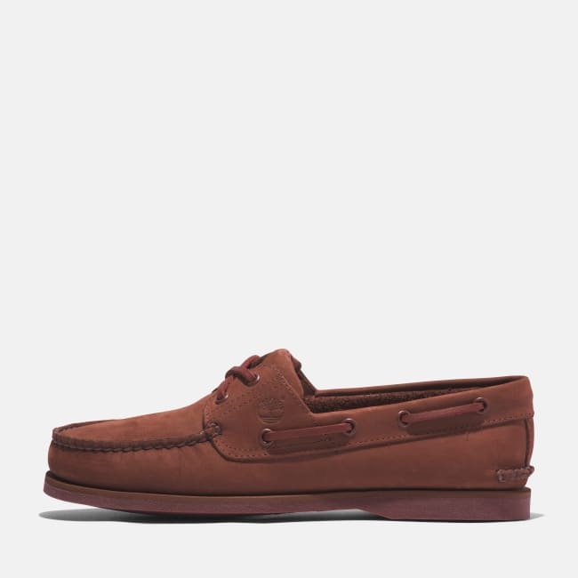 Scarpa da Barca in Pelle Classic da Uomo in                rosso scuro