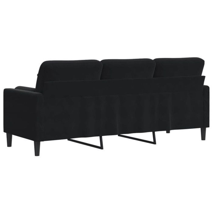 vidaXL Canapé 3 places avec oreillers décoratifs noir 180 cm velours, canapé, canapé de salon, canapé 3 places en velours, 3278234