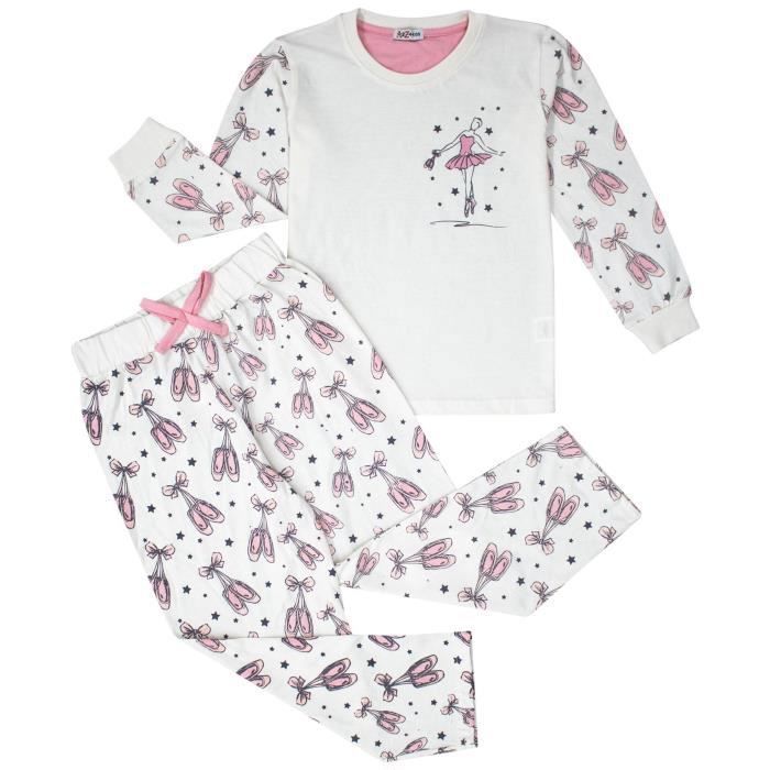 Kinderpyjama met dansprint voor meisjes, 2-delige katoenen loungepak/nachtkleding (top en broek) voor kinderen van 2-13 jaar.
