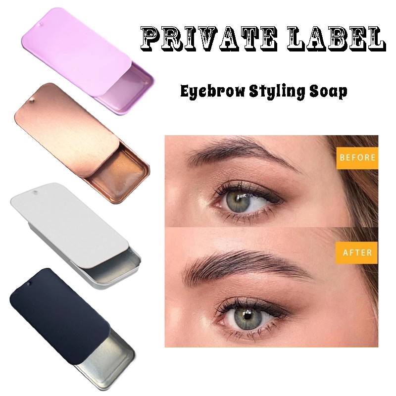 50 unidades de pomada para cejas con logo personalizado al por mayor, jabón para cejas, maquillaje natural, cera para el crecimiento de pestañas resistente al agua, jabón para cejas de marca privada.